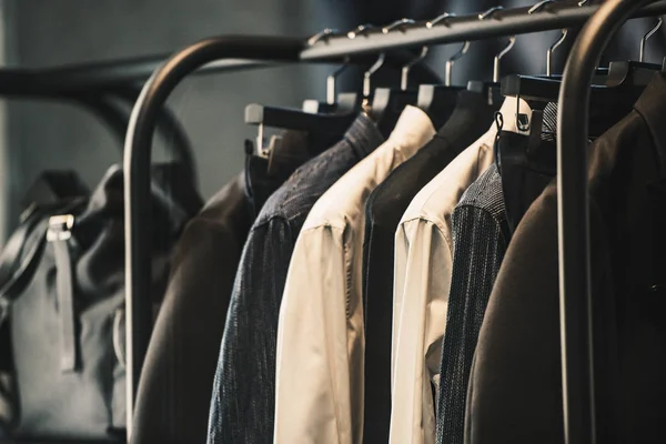 Men Clothing Rack Closeup Photo — Stock Photo, Image