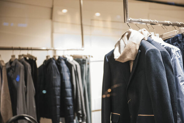 Men clothing in a shop in milan