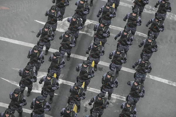 Bucareste Romênia Dezembro 2019 Bombeiros Militares Romenos Marcham Frente Arco — Fotografia de Stock