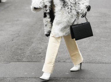 Paris, Fransa - 02 Mart 2019: Moda Haftası 'nda sokak stili görünümü - Pfwffw20.