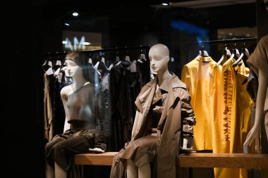 Milan, İtalya 22 Şubat 2019 Max Mara, Şubat 2019 'da Milano' da bir mağazada sergileniyor..