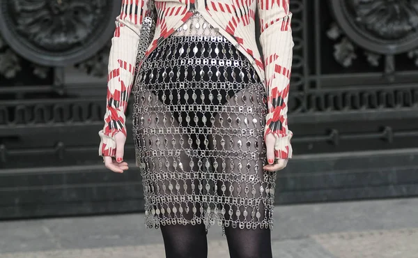 Paris Fransa Şubat 2019 Moda Haftası Boyunca Sokak Stili Görünümü — Stok fotoğraf