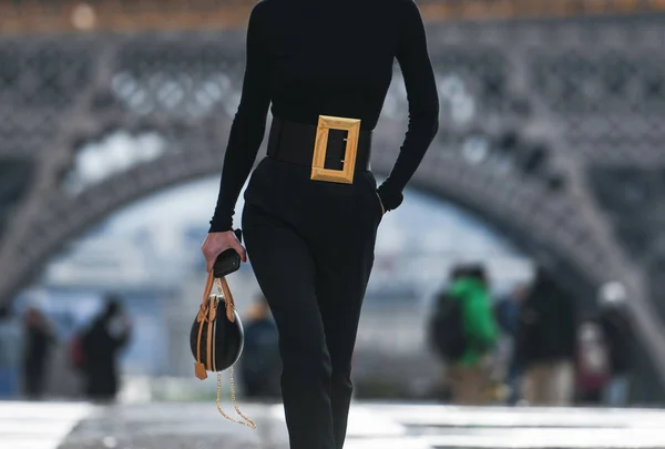 Paris France March 2019 Street Style Appearance Detail Fashion Week — стокове фото