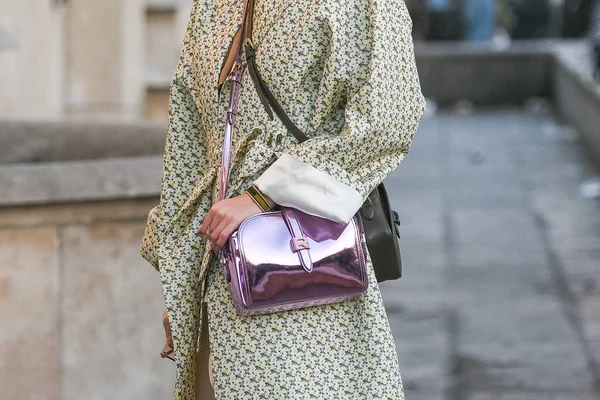 Paris France February 2019 Εμφάνιση Street Style Λεπτομερώς Κατά Διάρκεια — Φωτογραφία Αρχείου