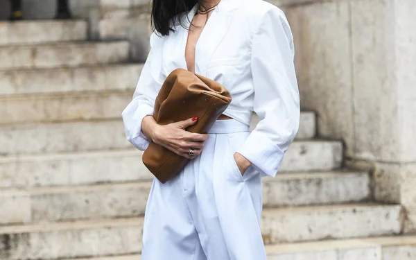 Paris Frankreich März 2019 Street Style Auftritt Detail Während Der — Stockfoto