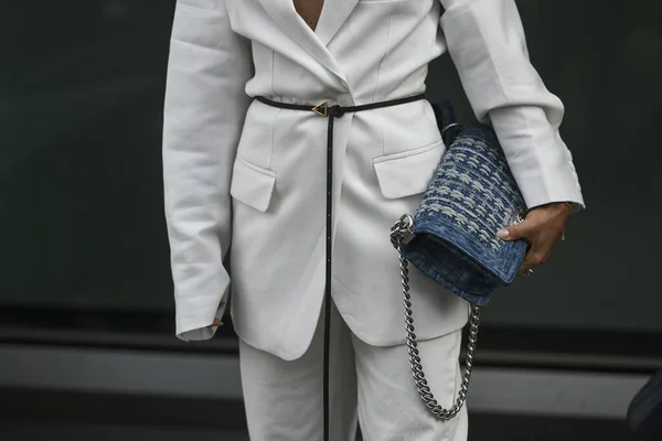 Milán Italia Febrero 2020 Street Style Outfit Streetstylefw20 — Foto de Stock