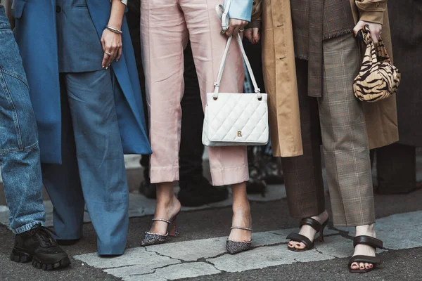 Milão Itália Fevereiro 2020 Roupa Rua Streetstylefw20 — Fotografia de Stock