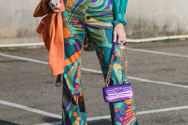 Milan Italy February 2020 Street Style Outfit Streetstylefw20 — Stock Photo, Image