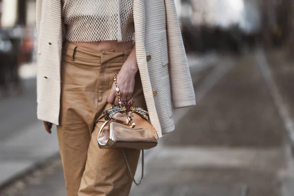 Milan Italy February 2020 Street Style Outfit Streetstylefw20 — Φωτογραφία Αρχείου