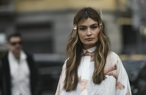 Milano Febbraio 2020 Street Style Durante Milano Fashion Week Streetstylefw20 — Foto Stock