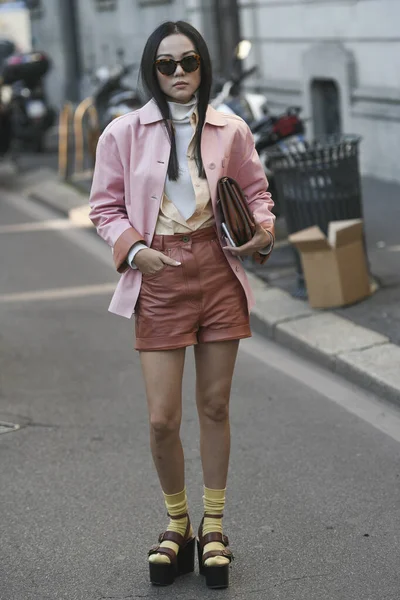 Milano Italien Februari 2020 Street Style Framträdande Milan Fashion Week — Stockfoto