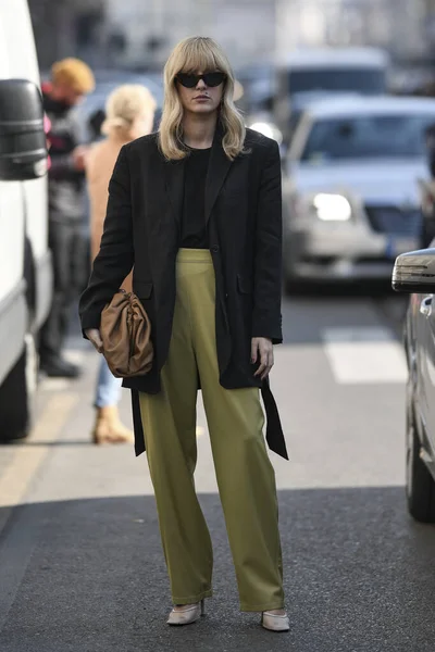 Milano Italien Februari 2020 Street Style Framträdande Milan Fashion Week — Stockfoto