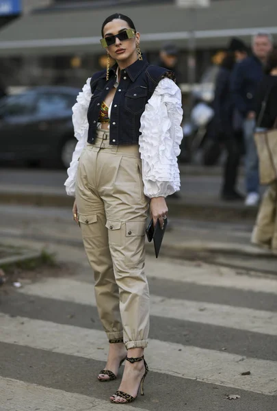 Mailand Italien Februar 2020 Street Style Auftritt Während Der Mailänder — Stockfoto