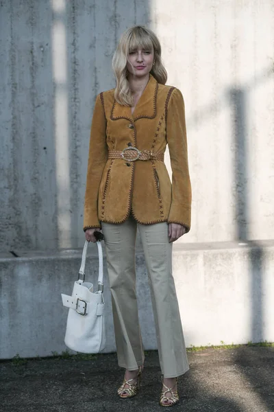 Milán Italia Febrero 2020 Elonora Carisi Antes Desfile Moda Durante — Foto de Stock