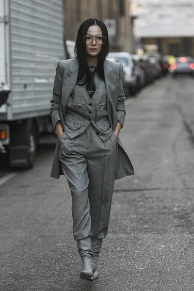 Milán Italia Febrero 2020 Yoyo Cao Antes Desfile Moda Durante — Foto de Stock