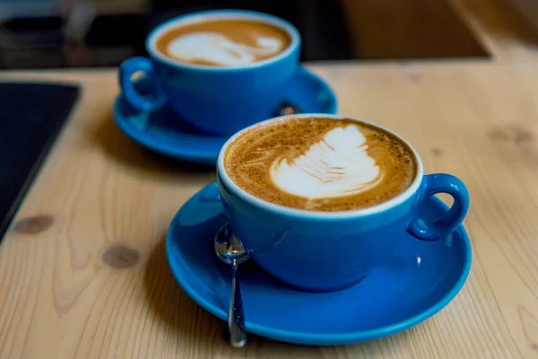 blue coffee cups - coffee art