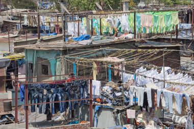 Mahalaxmi Dhobi Ghat açık hava çamaşırhanede kurutma Çamaşırhane