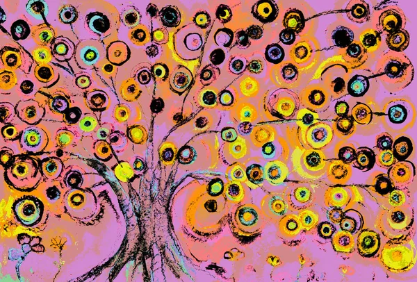 Bir ağaç üzerinde gün geçtikçe büyüyen lolipop pop sanat izlenimi.