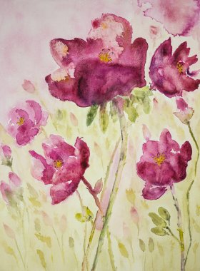 Gül alanında. Kenarlarına yakın dabbing teknik kağıt değişmiş yüzey pürüzlülüğü nedeniyle yumuşak odak etkisi verir.