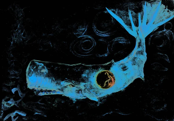Jona Och Den Ljusa Bleu Valskådning Lockiga Mörka Vatten Badda — Stockfoto
