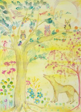 Kurt ararken, güvenli hayat ağacı. Yumuşak odak etkisi nedeniyle değişmiş yüzey pürüzlülüğü kağıdın dabbing tekniği verir