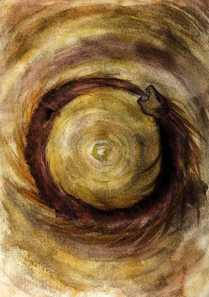 Aslan Infinity temsil eden yılan. Kenarlarına yakın dabbing teknik kağıt değişmiş yüzey pürüzlülüğü nedeniyle yumuşak odak etkisi verir.