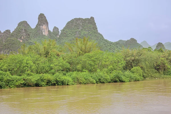 Blick Vom Ufer Des Flusses Liugongcun Der Nähe Von Yangshuo — Stockfoto