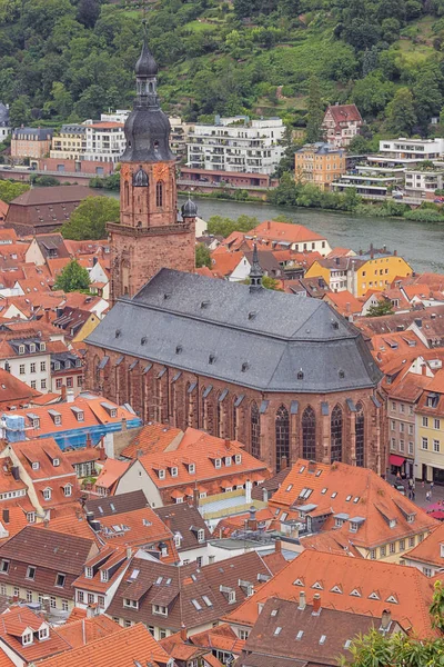 Editorial Heidelberg Baden Wurttemberg Alemania Agosto 2019 Mirando Hacia Iglesia — Foto de Stock