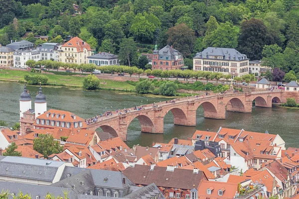 Editorial Heidelberg Baden Wurttemberg Alemanha Agosto 2019 Olhando Para Ponte — Fotografia de Stock