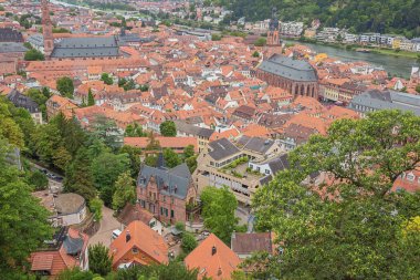 Heidelberg Kalesi 'nden görünen Heidelberg şehrine bakıyorum.
