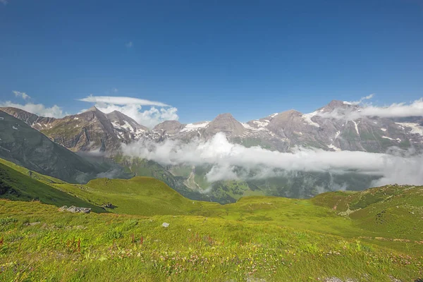 Pohled Dok Hohe Louky Při Výstupu Grossglockner High Alpine Road — Stock fotografie