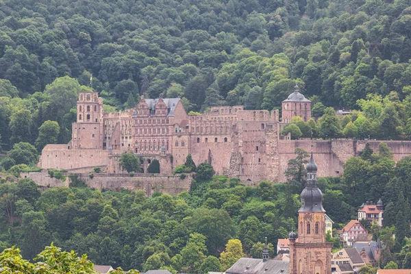 Olhando Mais Perto Para Castelo Heidelberg Visto Caminho Filosofia — Fotografia de Stock