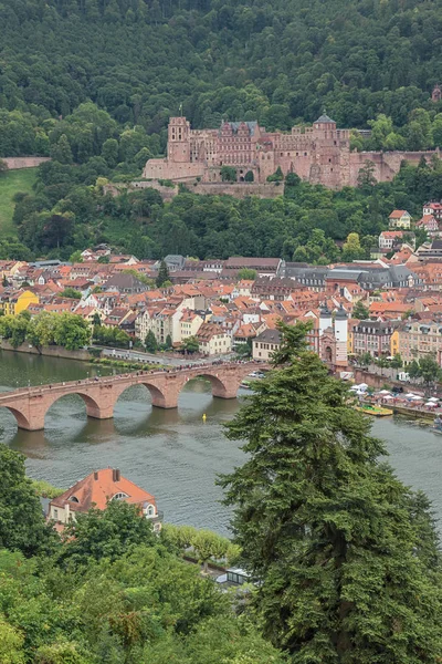 Vista Cidade Velha Heidelberg Com Ponte Velha Vista Trajeto Philosoph — Fotografia de Stock