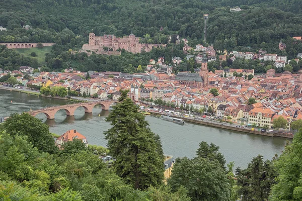 Pemandangan Kota Tua Heidelberg Dilihat Dari Jalan Filsafat — Stok Foto