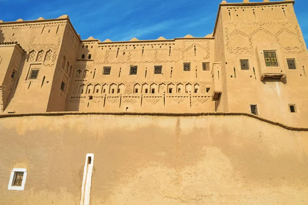 View of the upper rooms of the Taourirt Kasbah in Ouarzazate seen from the courtyard