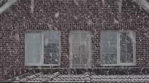 Schneefall vor dem Fenster — Stockvideo