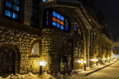 Kazan, Rusya - 1 Ocak 2020: Ekümenik Tapınağın dış duvarının bir parçası.