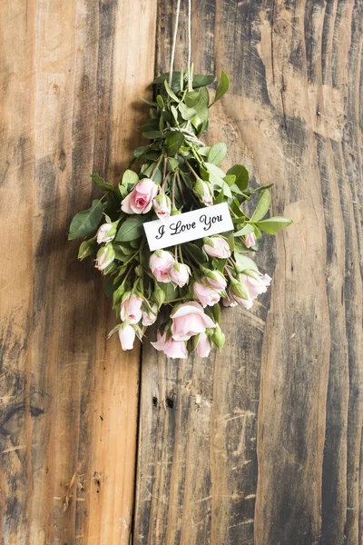 I Love You Card with a Bouquet of Roses — Stock Photo, Image