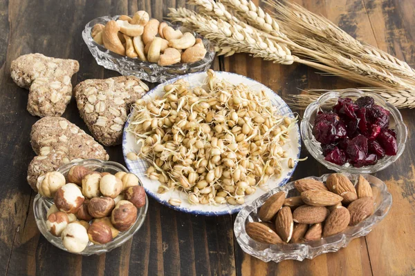 Healthy Food, Nuts, Wheat Germ, Whole Wheat Cookies and Cranberr