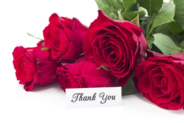 Dankeschön-Karte mit Strauß roter Rosen — Stockfoto