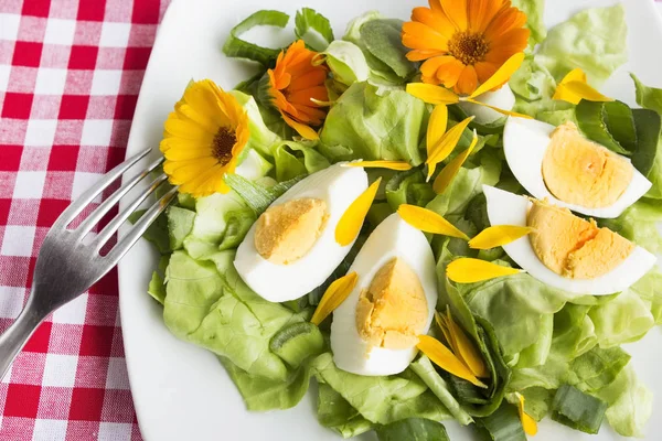 Kadife çiçeği ile yumurta salatası — Stok fotoğraf