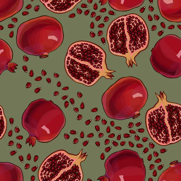 Sabrosas granadas, patrón inconsútil vector — Archivo Imágenes Vectoriales