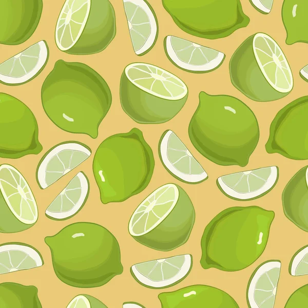 Citrus Hintergrund Limetten nahtlose Muster — Stockvektor