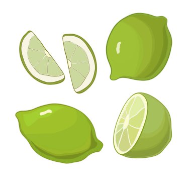 Beyaz arka plan üzerinde izole limon dilimlerini ayarlamak.