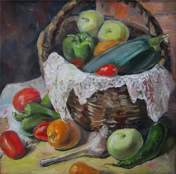 Pays légumes, peinture à l'huile — Image vectorielle