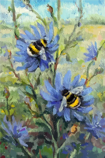 Bumblbee ve çiçekler