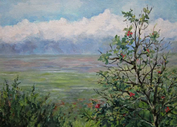 油絵グルジアイチジクの木、アラザニ渓谷 — ストック写真