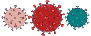 Beyaz zemin üzerinde siyah izole edilmiş insan Coronavirus virion ana hatlarının vektör çizimi.