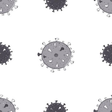 Beyaz zemin üzerinde siyah izole edilmiş insan Coronavirus virion ana hatlarının vektör çizimi.