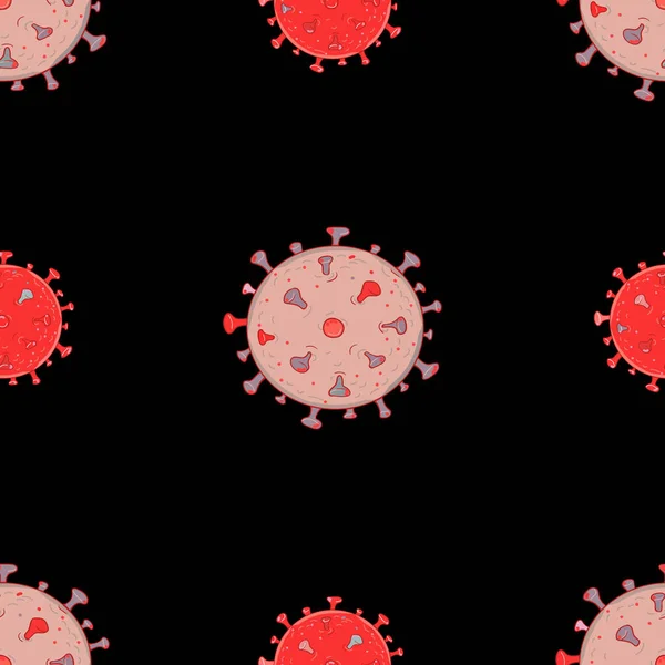 Vektor ritning av kontur humant Coronavirus virion i svart isolerad på vit bakgrund. — Stock vektor